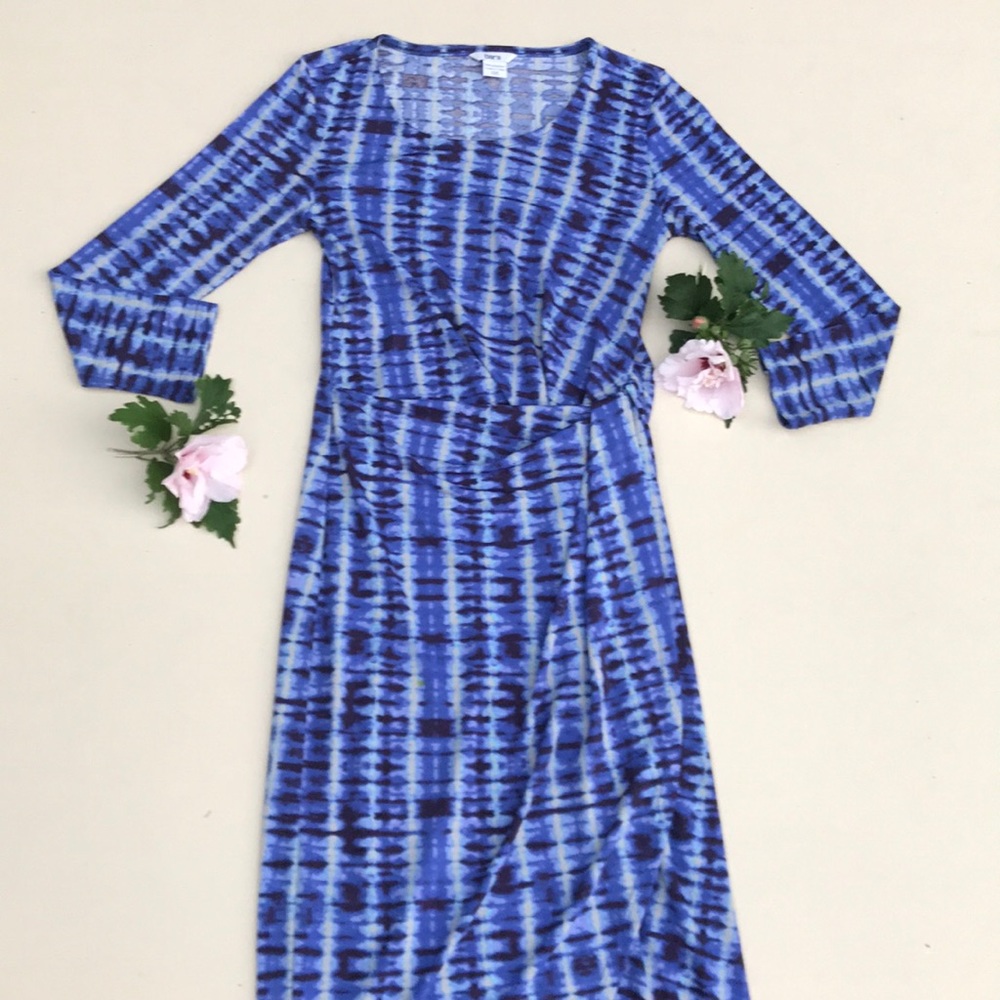 Blue Fitted Long-Sleeve Dress by Bar III, EUC